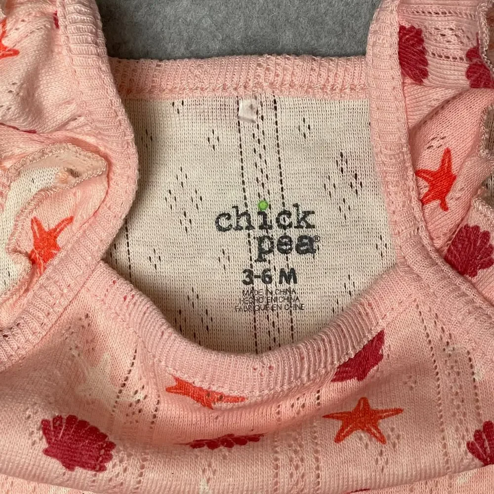 Chick Pea Pink Star Shell Romper and Hat Se tSize 3-6 months